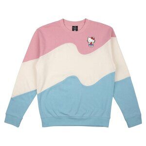 NEW! Sanrio Hello Kitty Graphic Pullover Sweatshirt - Colorblock Pink/White/Blue
